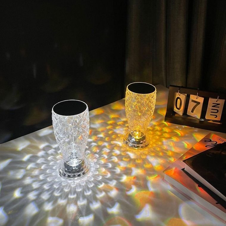 3D Diamond Crystal Touch & 16-Color RGB Rose Shadow Projector Table Lamp