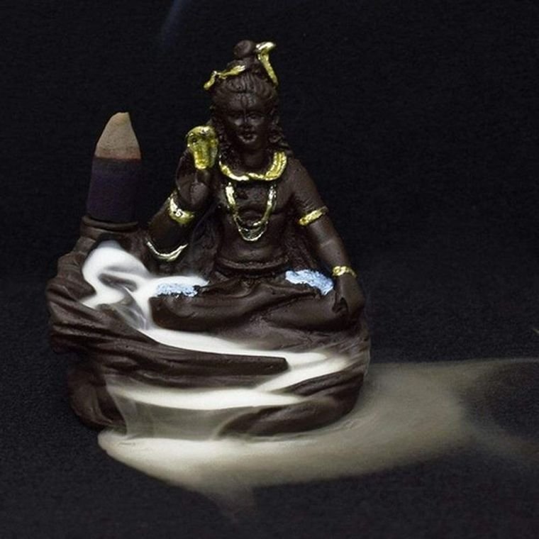 Adiyogi Shiva Backflow Smoke Waterfall Fountain + 101 Free Scented Dhoop Cones