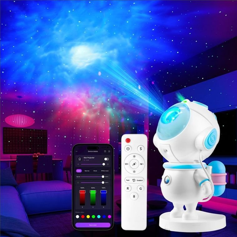 360° Astronaut Galaxy Nebula & Green Star Ceiling Projector Lamp with Remote